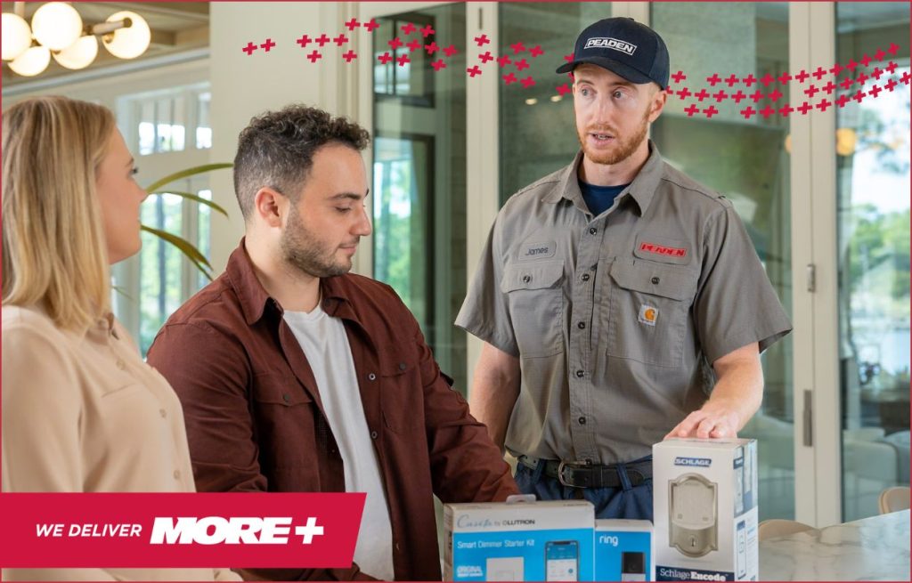 A Peaden HVAC tech explaining about smart tech.