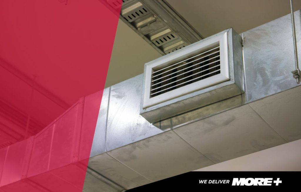 An image of ductwork in the ceiling