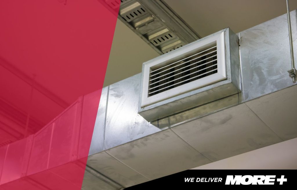 An image of ductwork in the ceiling