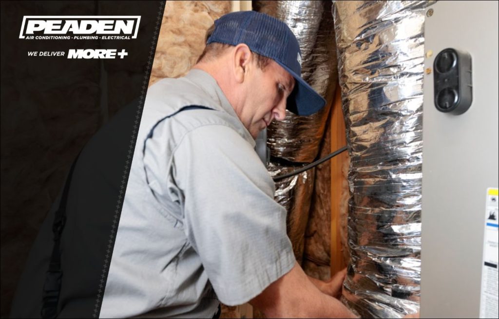 HVAC technician sealing ducts.