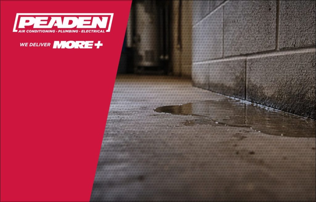 An image showing a slab leak in a basement.