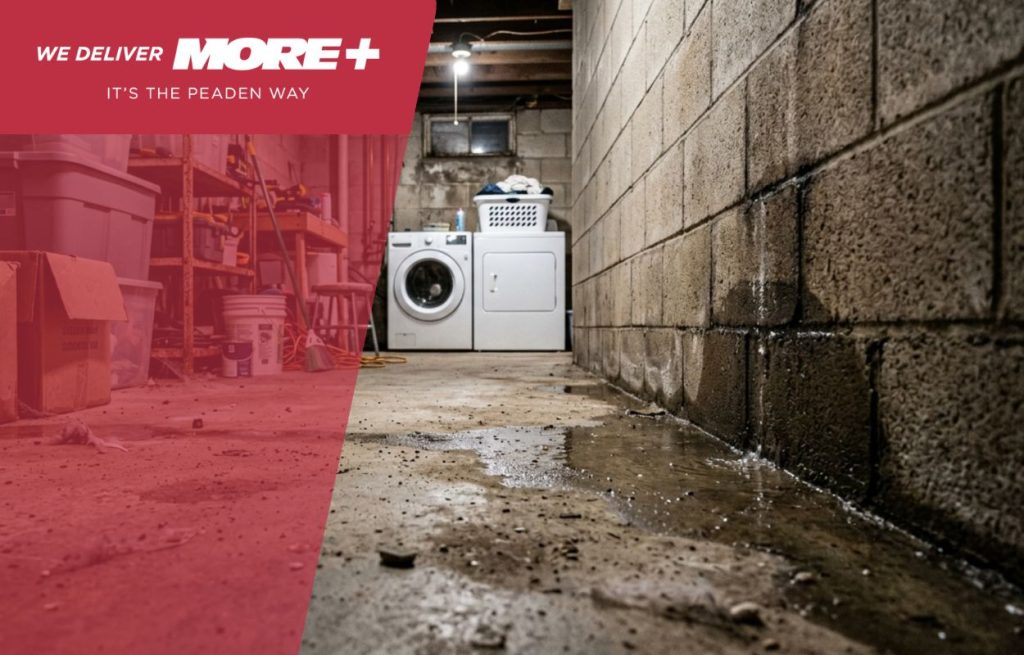 An image from a basement showing a slab leak.