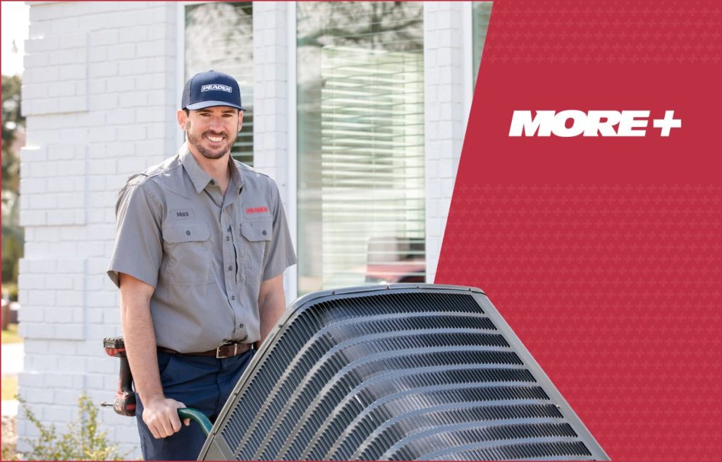 A Peaden HVAC tech delivering a new heat pump.