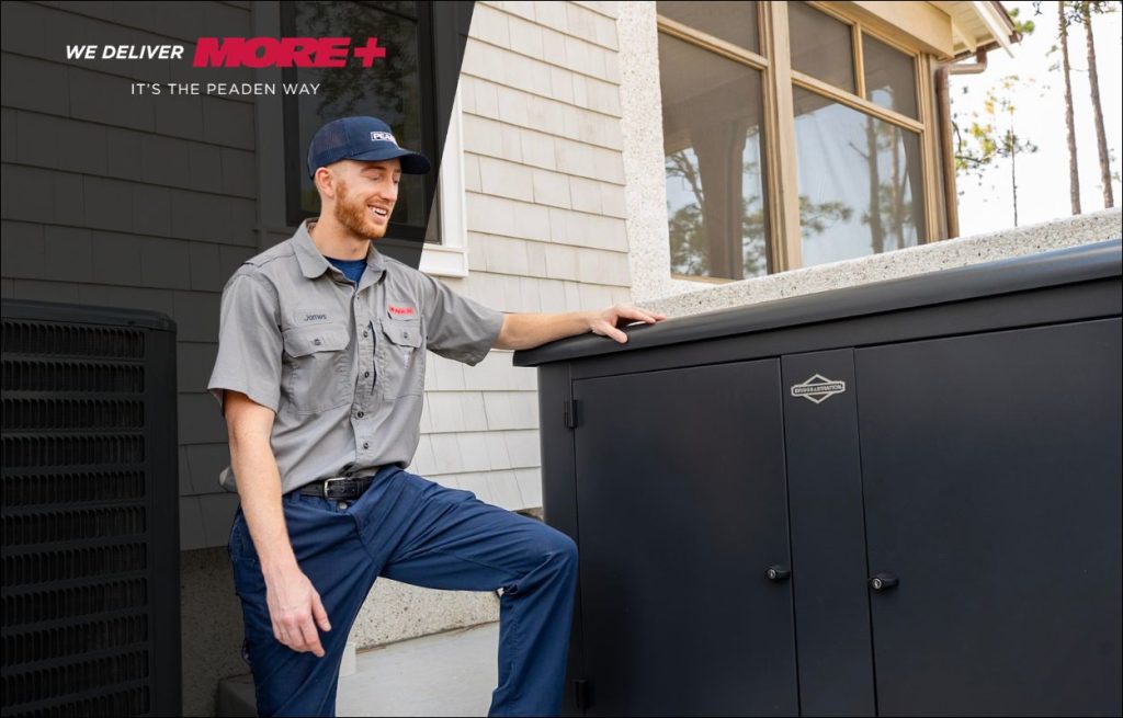 A Peaden Electrician working on a generator