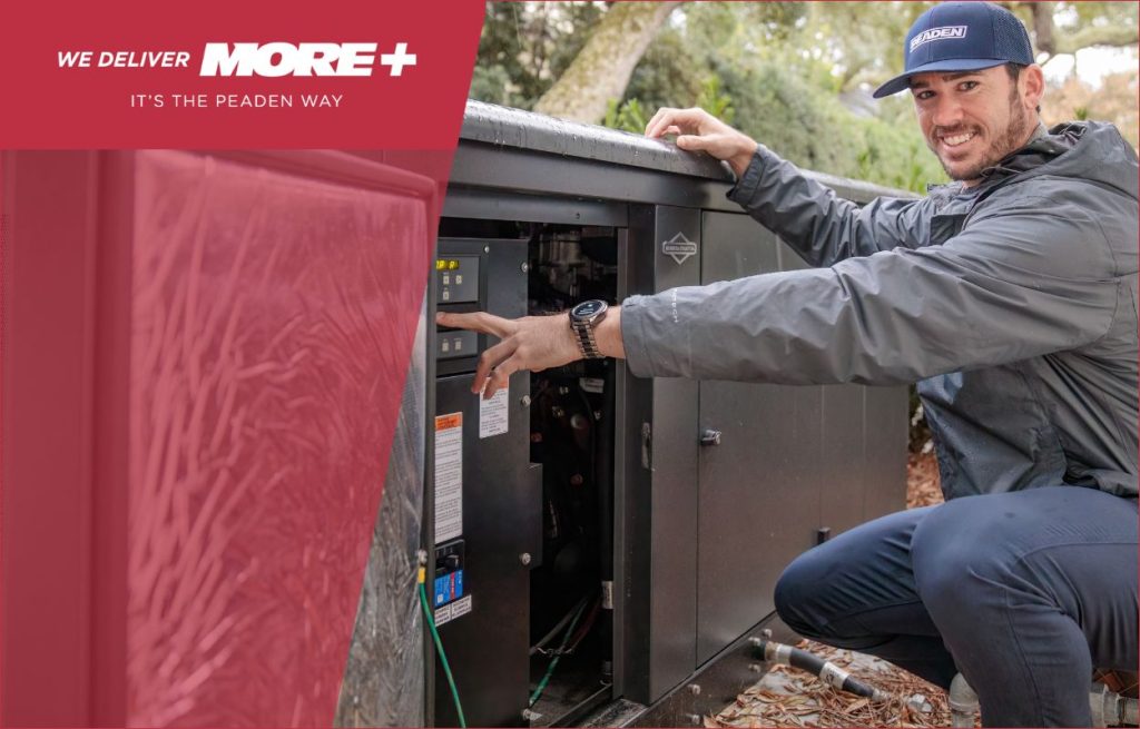 A Peaden Electrician working on a generator