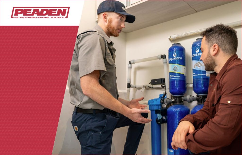 A Peaden plumber discussing water filtration.
