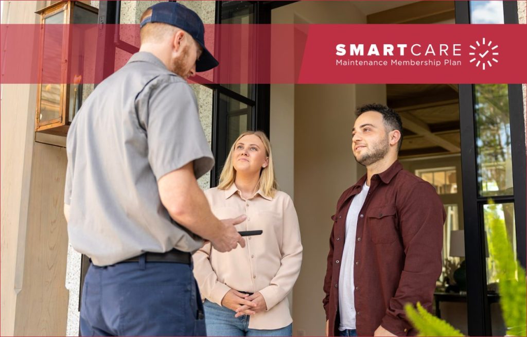 A Peaden HVAC tech discussing Smart Care