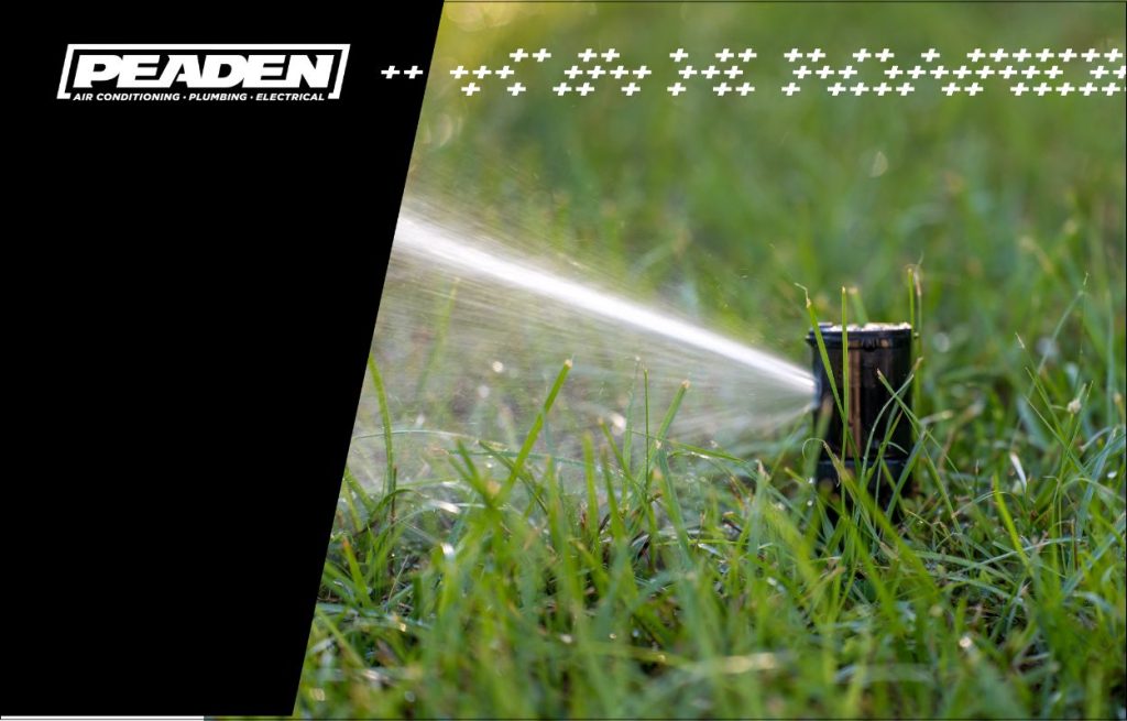 Close-up of a lawn sprinkler system