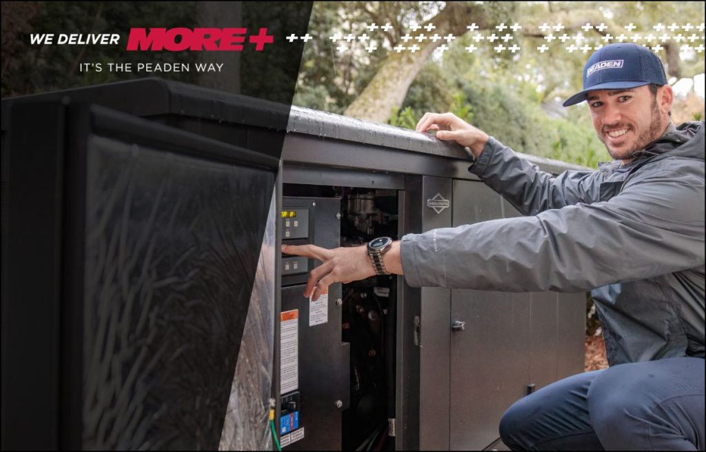 A Peaden Electrician working on a generator