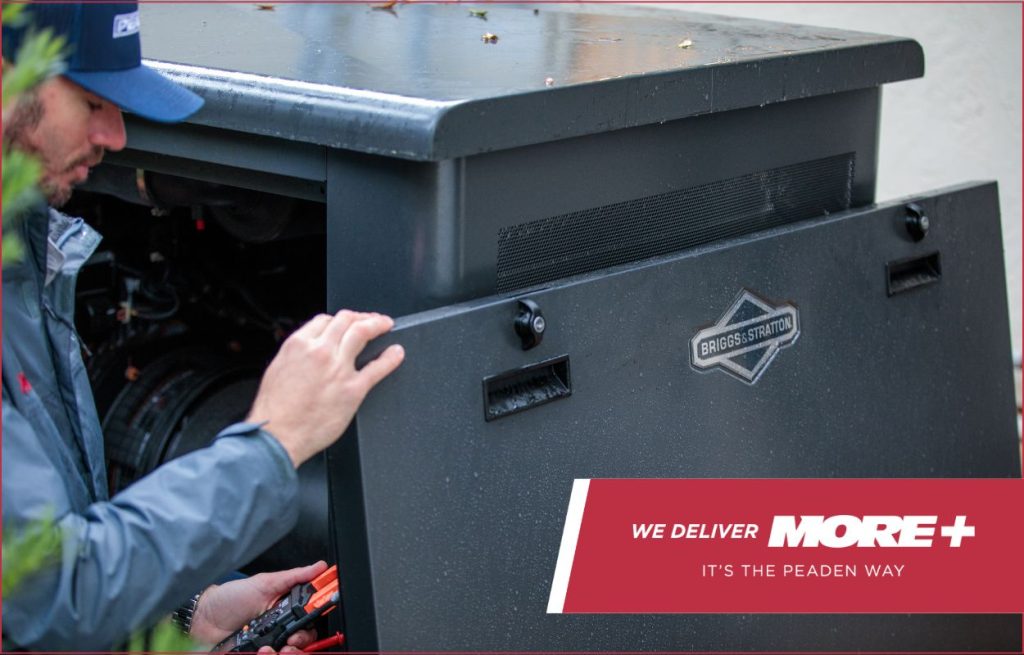 A Peaden Electrician working on a generator