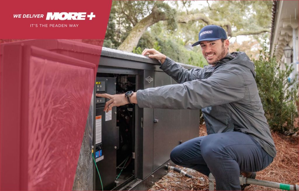 A Peaden Electrician working on a generator
