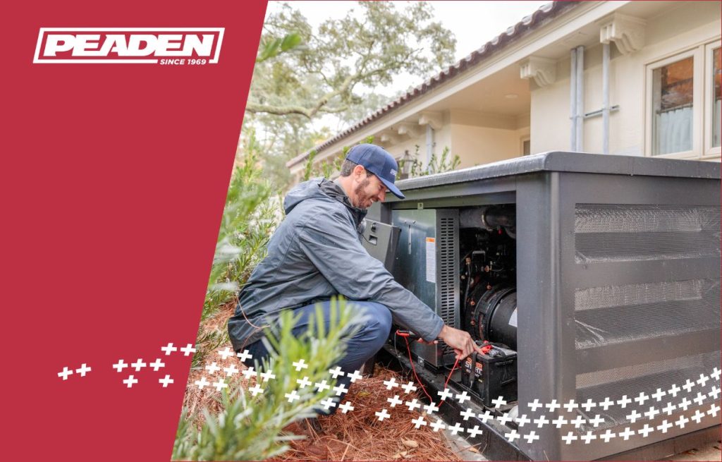 A Peaden Electrician working on a generator