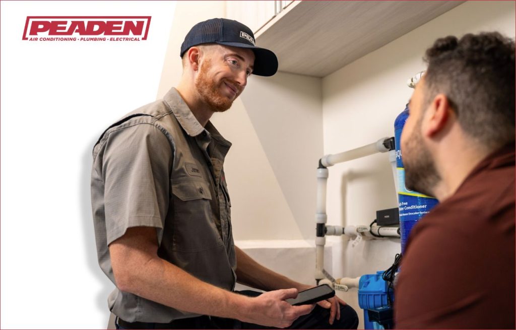 A Peaden plumber discussing water filtration.