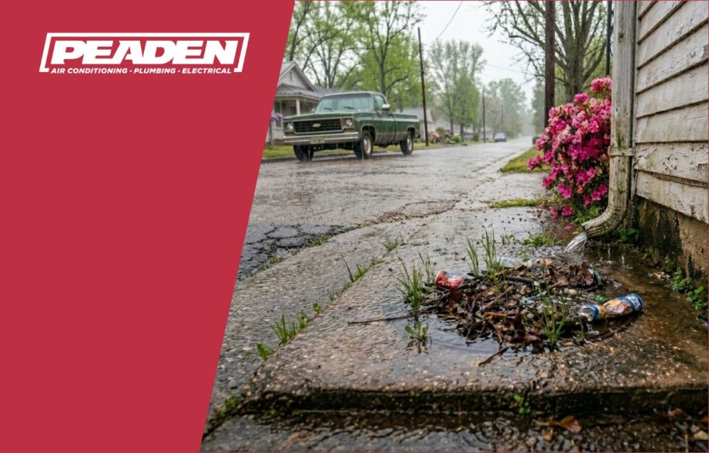 A clogged storm drain.