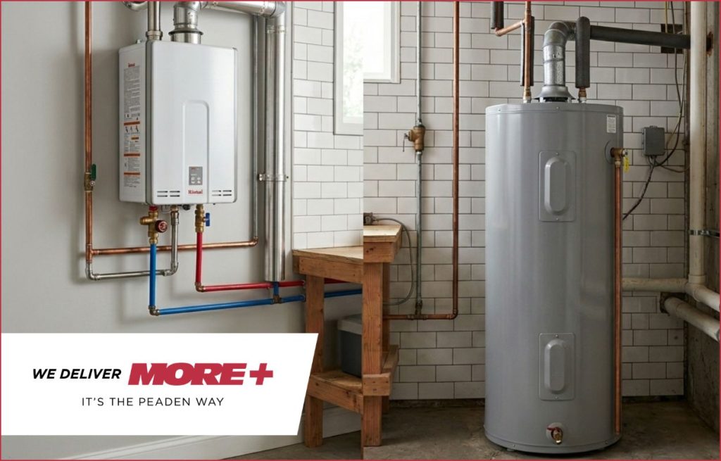 Comparing tank vs tankless water heaters.