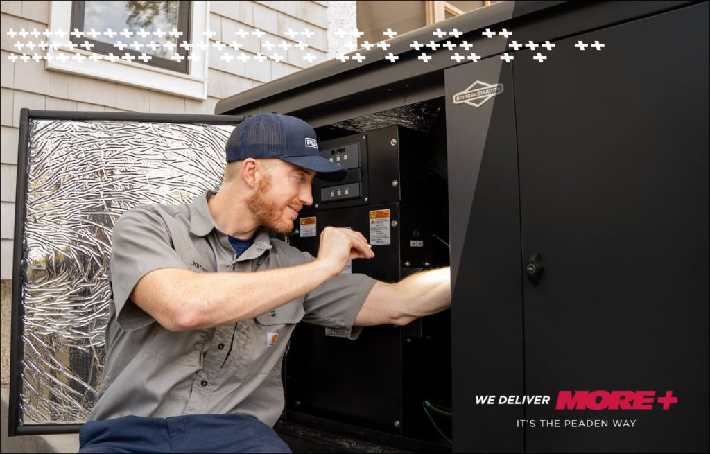 A Peaden Electrician working on a generator