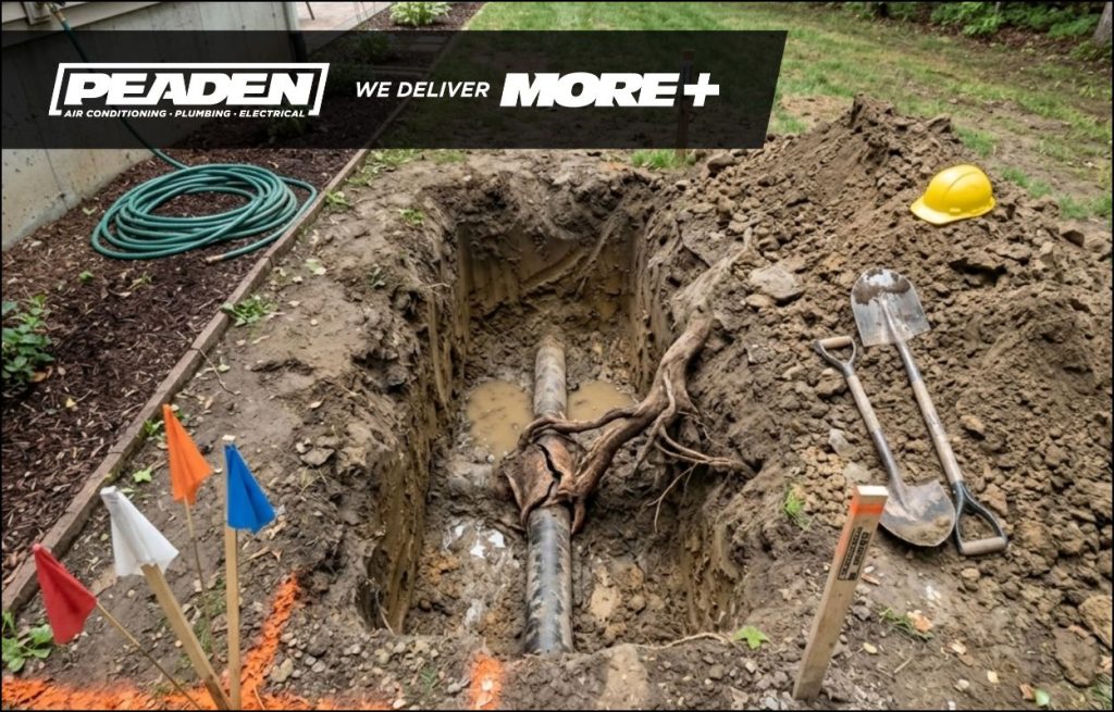 A broken sewer pipe from tree roots.