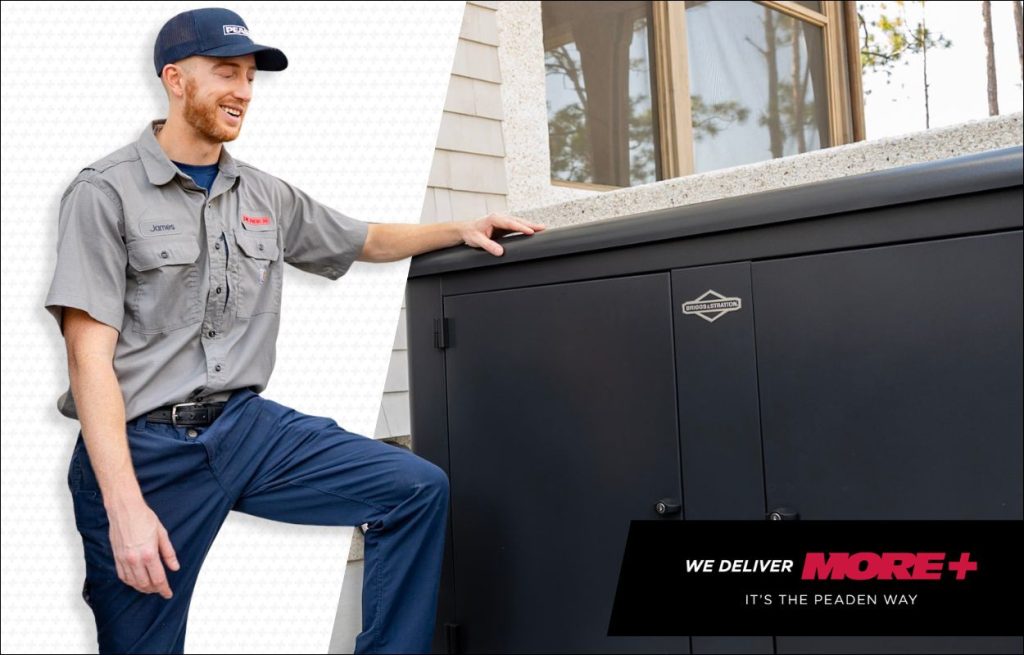 A Peaden Electrician working on a generator
