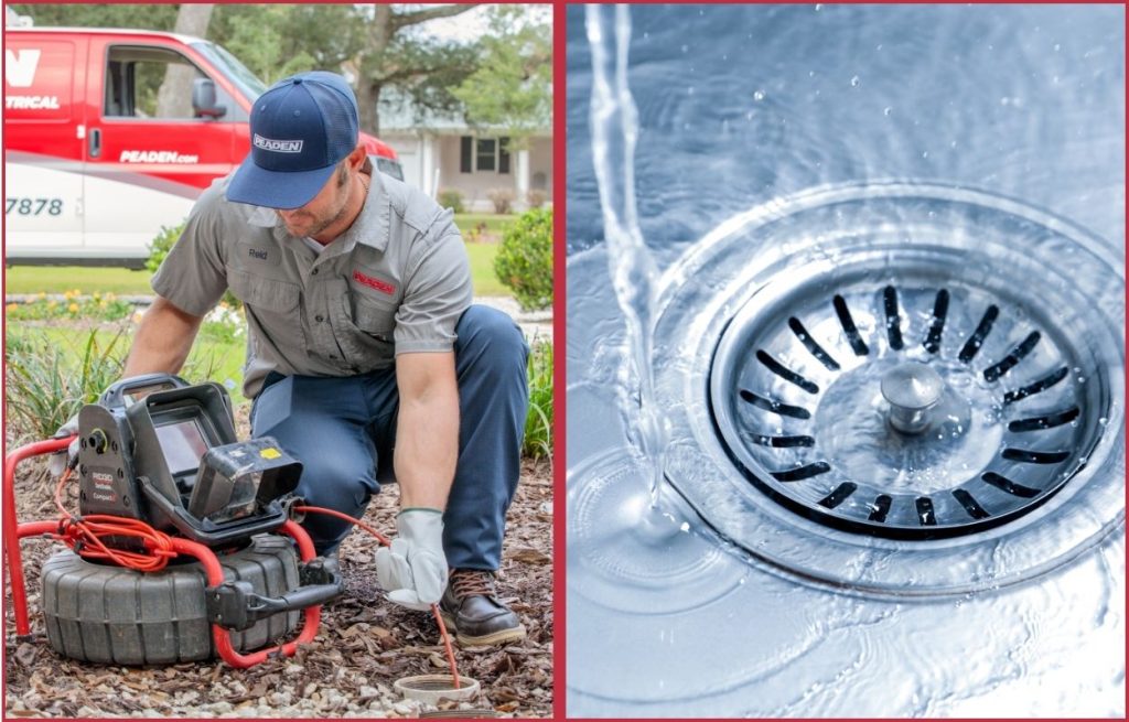A Peaden plumber using a drain camera.