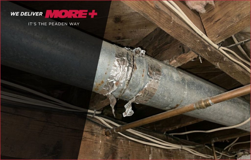 Broken duct work in a residential home.