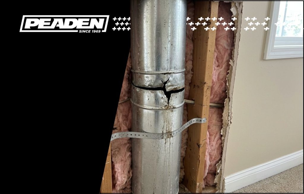 Broken duct work in a residential home.