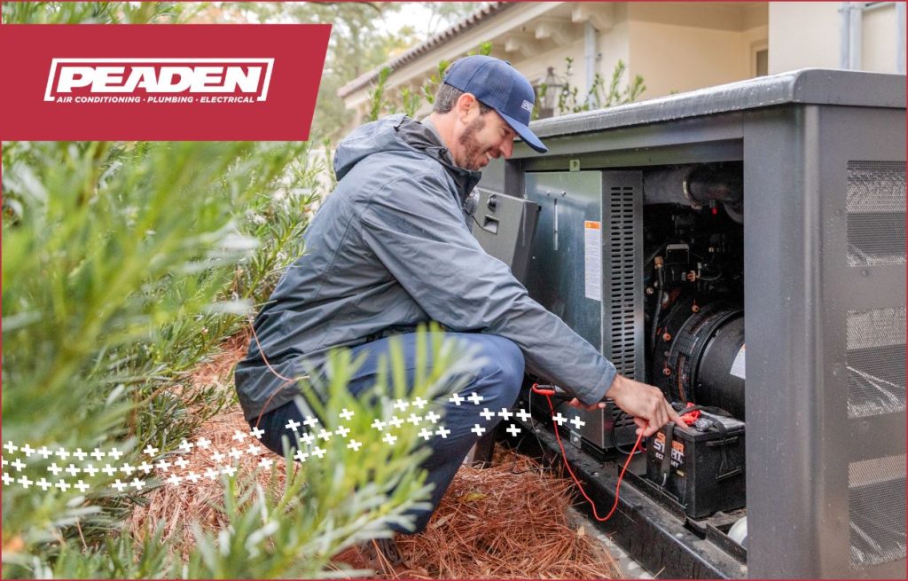 A Peaden Electrician working on a generator