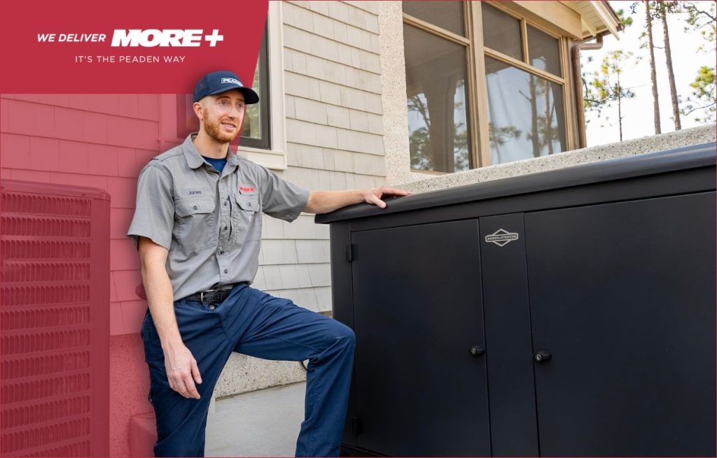 A Peaden Electrician working on a generator