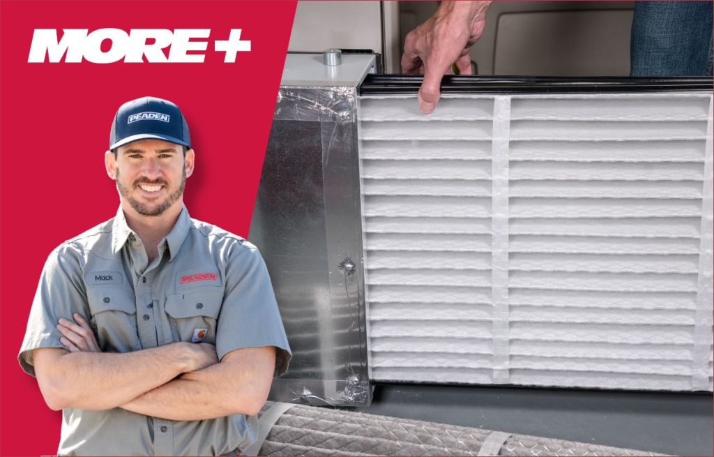 A Peaden HVAC tech changing an air filter
