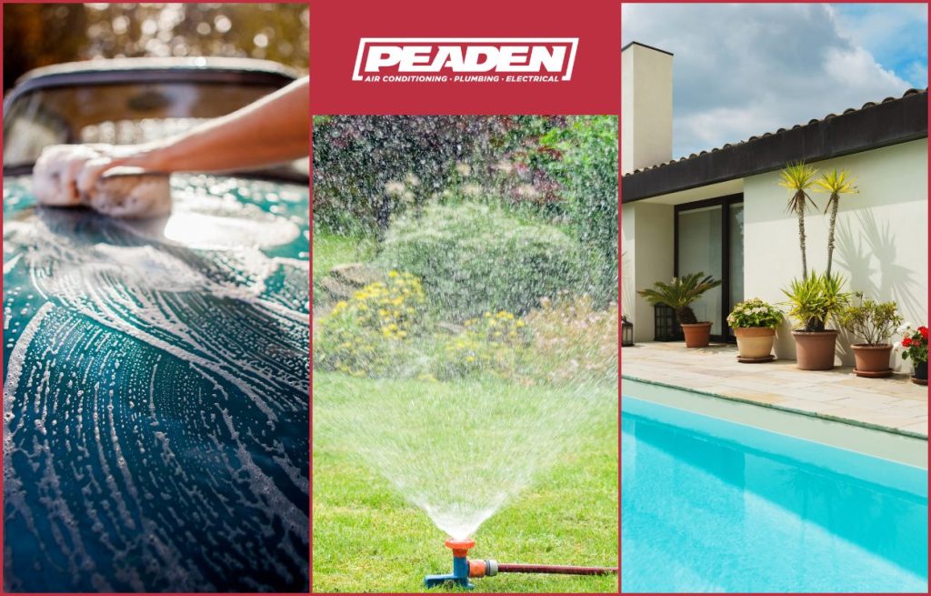 Summer water demands with car washing, sprinklers, and pools.