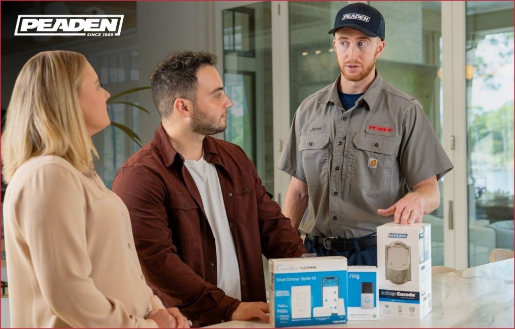 A Peaden HVAC tech discussing Smart tech