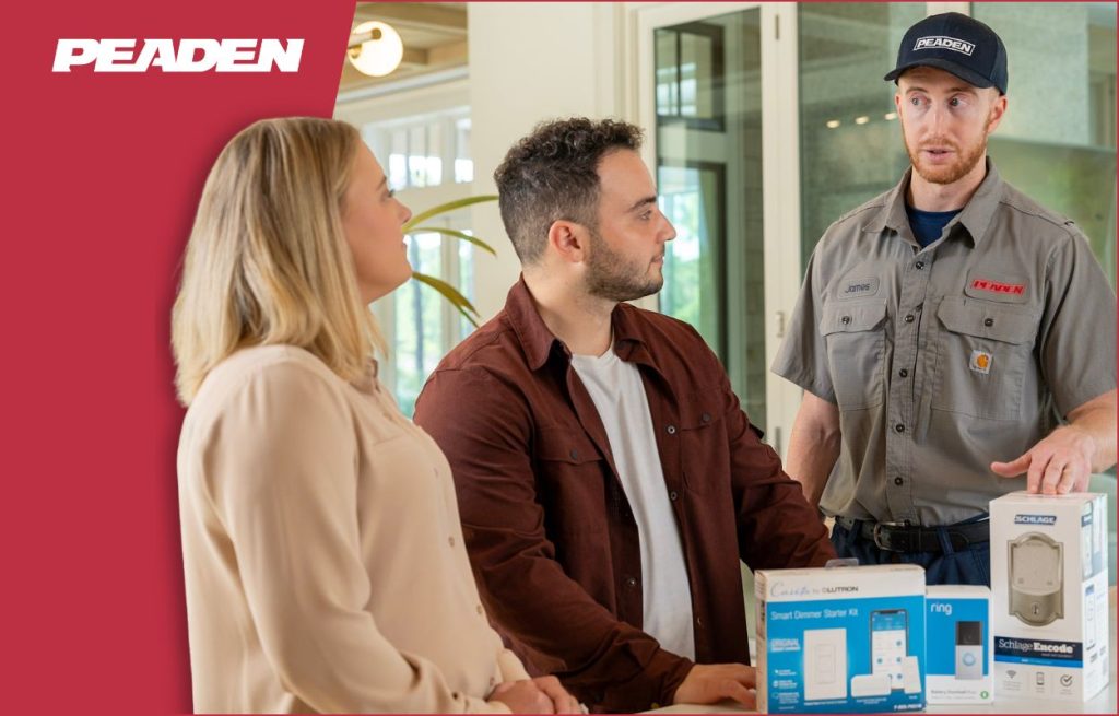 A Peaden HVAC tech discussing Smart tech