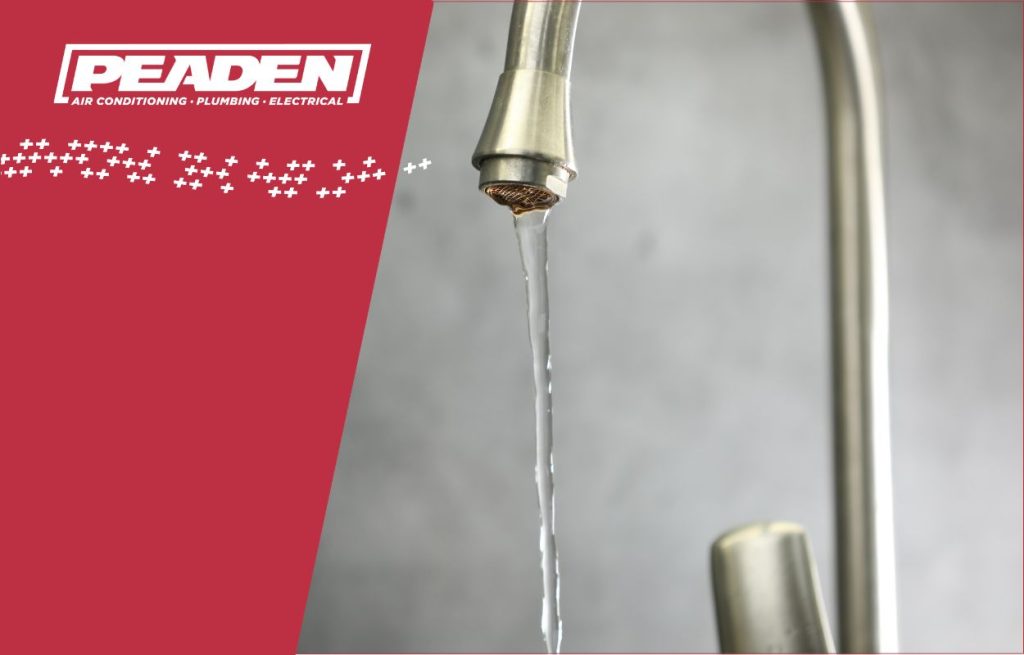 Low water pressure in a kitchen faucet.