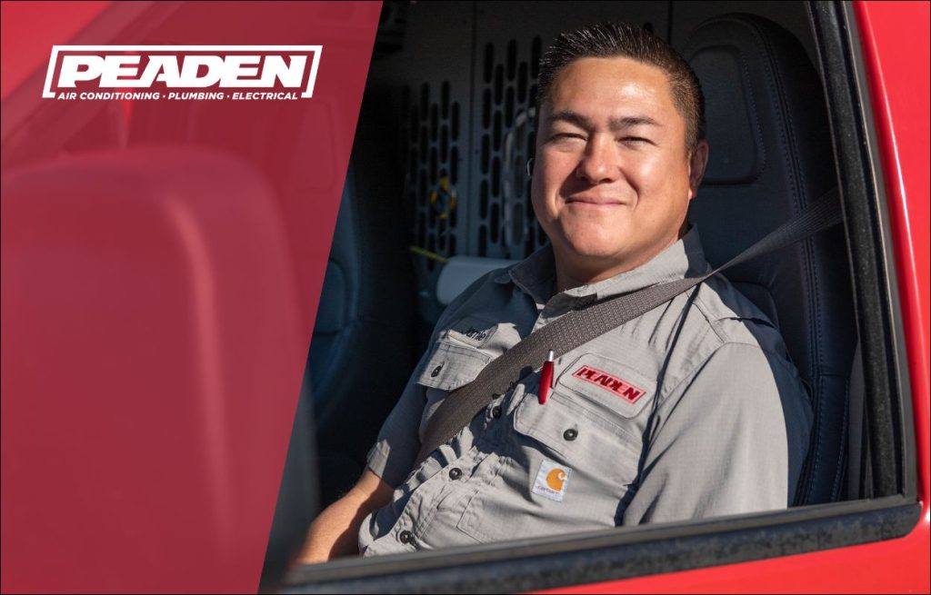 A Peaden technician arrivaling at a service call