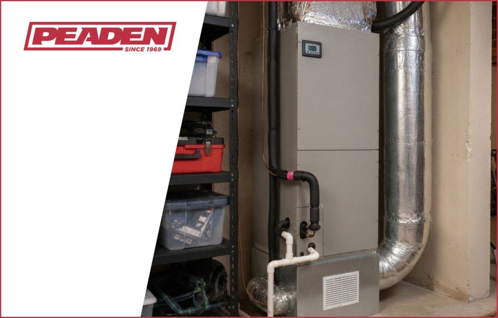 An air handler in the basement