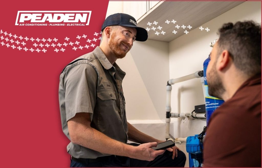 A Peaden plumber discussing water filtration.