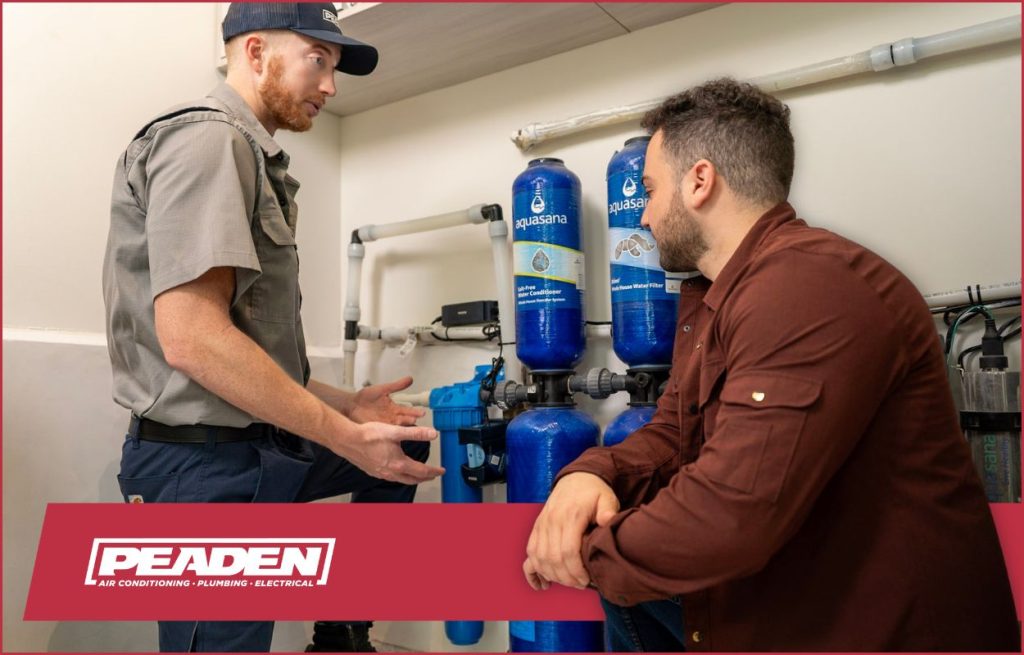 A Peaden plumber discussing water filtration.