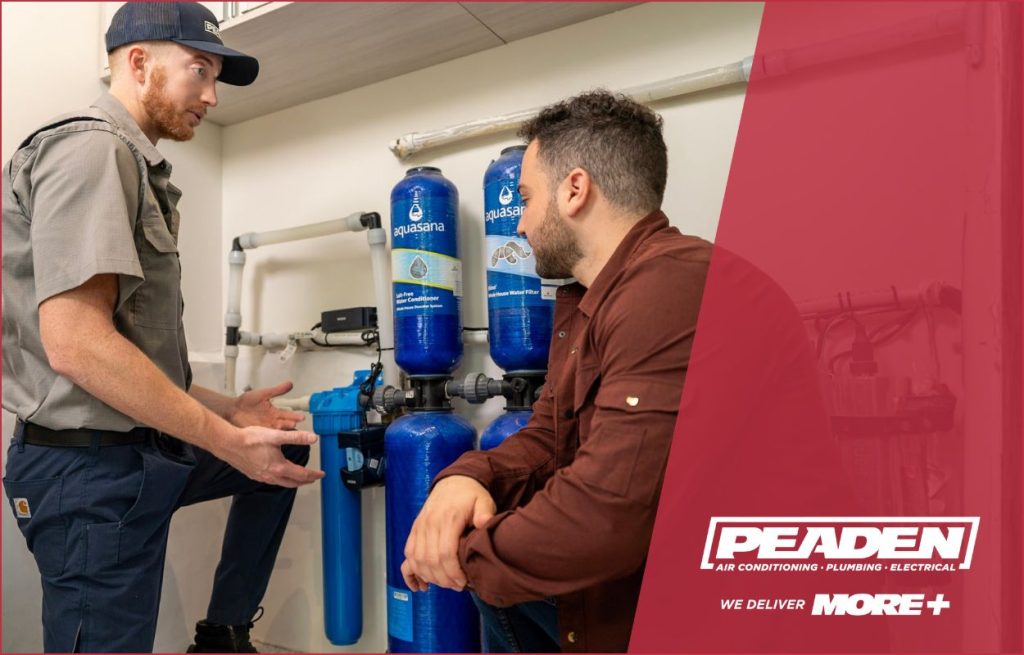 A Peaden plumber discussing water filtration.systems