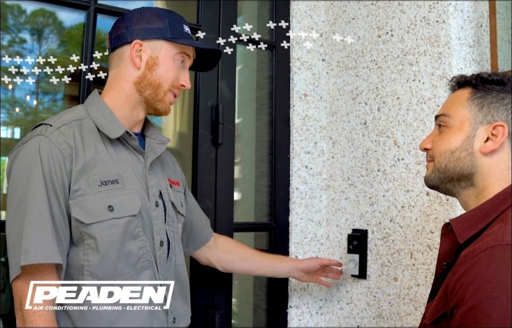 A Peaden Electrician discussing the new ring camera.