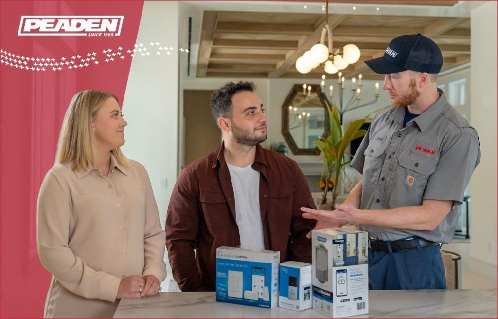A Peaden HVAC tech discussing Smart tech