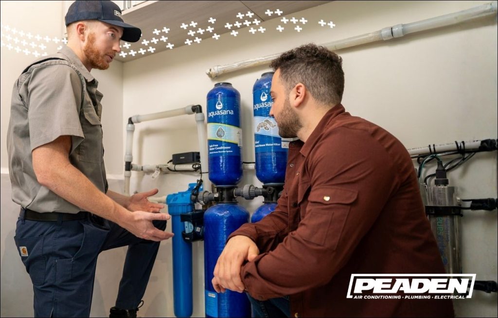 A Peaden plumber water treatment systems.